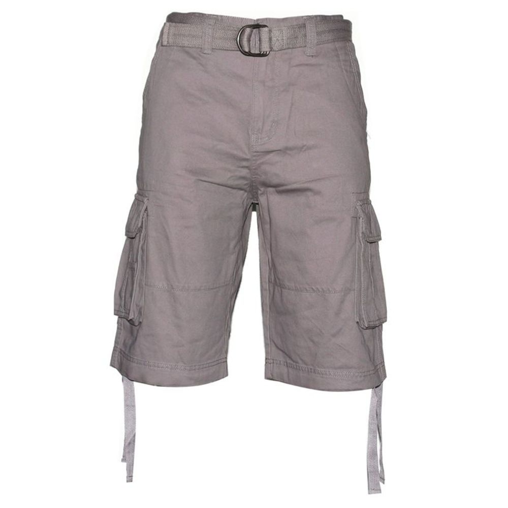 Men's Cargo Shorts Pocket Lightweight Cotton Belted Cargo Shorts Grey